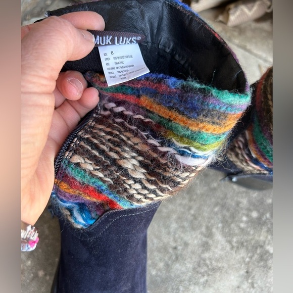 Muk Luks Brittani Navy women’s suede & knit bootie Sz-8. K - Picture 3 of 8